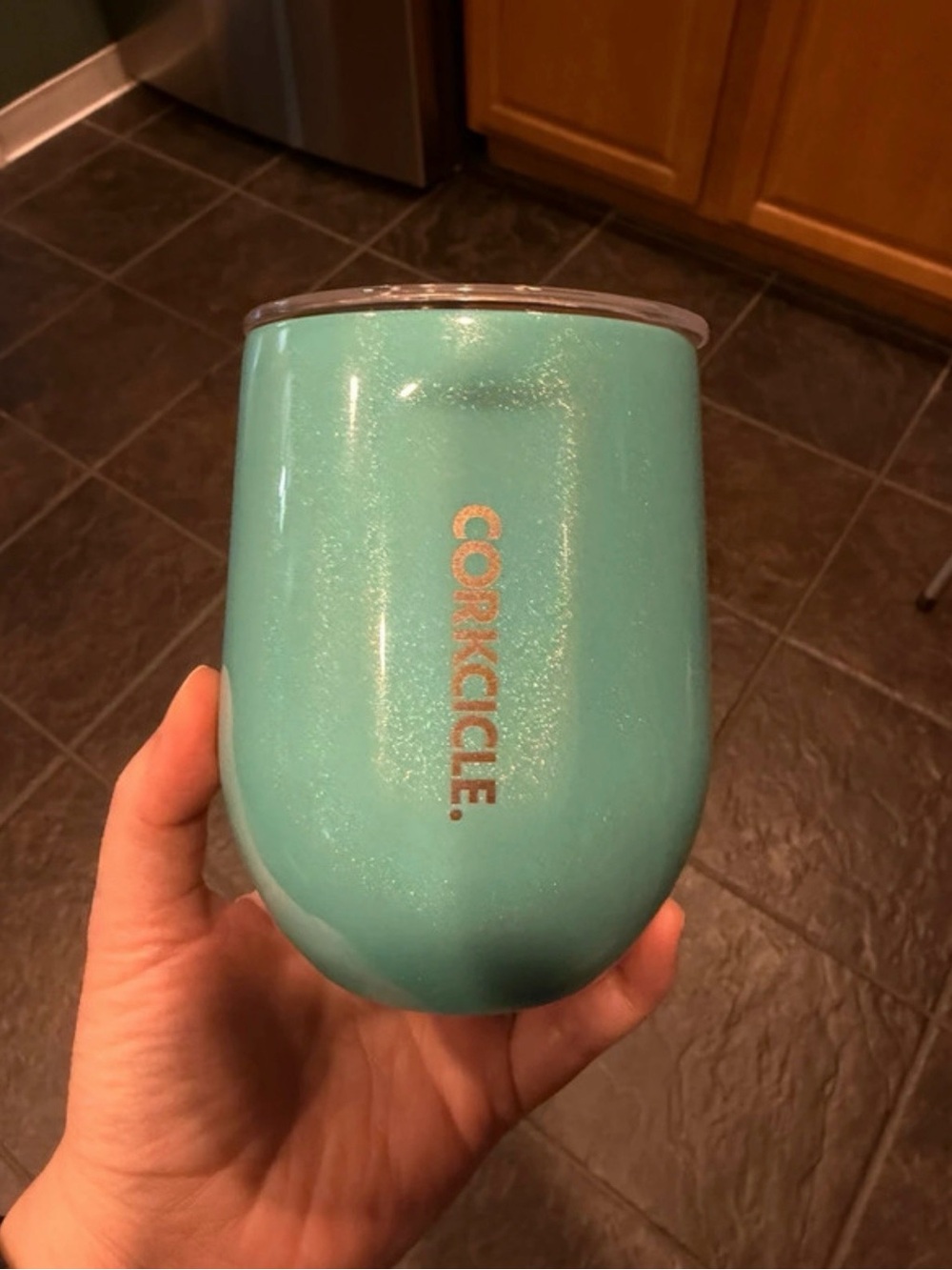Corkcicle Sparkle Teal Stemless Insulated Tumbler